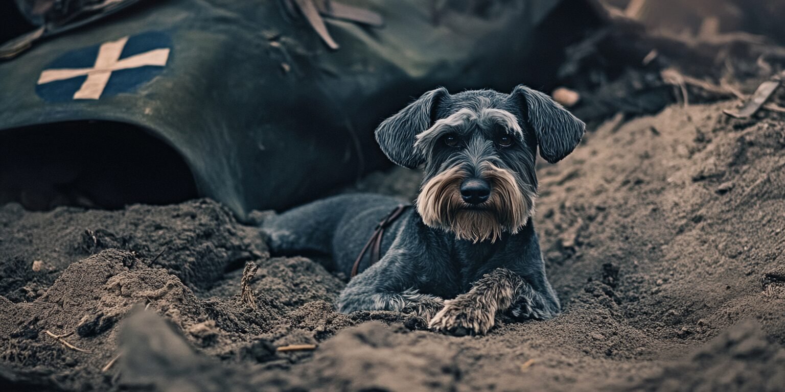 Schnauzer dog in ww1